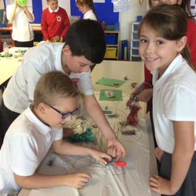 We worked in teams to create a circulatory system. It did get messy but we had fun!