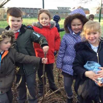 We went into the woods and made habitats for woodland animals.