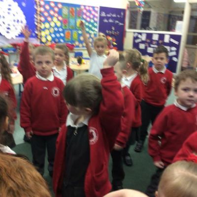 Class 3 voted to decide which category of shoe box they should fill