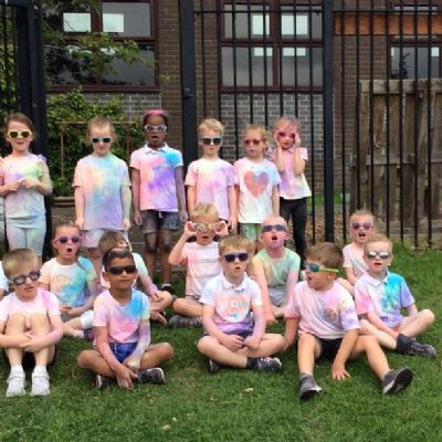 Colour for Colours. We took part in a colourful run in exchange for donating coloured pencils, felt pens and crayons for our friends in The Gambia.