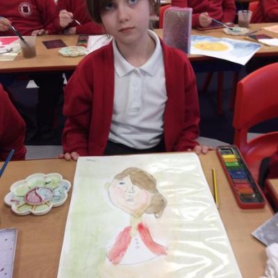 Using our sketchbooks to mix skin tones and how to mix a wash in Year 4.