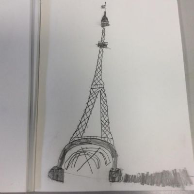 In year 3, we used our new sketch books to draw the Eiffel Tower.