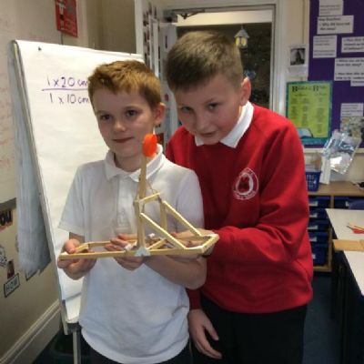 UKS2 have had a busy DT focus week making a Roman catapult.