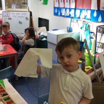 The Egg Drop! Ash class designed and made something to assist the egg to fly.