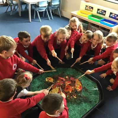 EYFS designed their own rocket fireworks and then used the junk modelling area to create their own rocket referring to their plan.